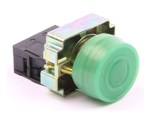 Botao Faceado 22mm Metalico Verde Com Capa Protetora 1na - Importadora Eletrica Brasilia