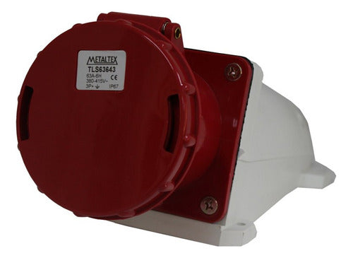 Tomada De Sobrepor 63a 3p+t 6h 380v Ip67 Tls63643 Metaltex Cor Vermelho - Importadora Eletrica Brasilia
