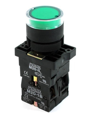 Botao Comando Verde 22mm 1na 1nf 220v P20ifr-g-1c Metaltex - Importadora Eletrica Brasilia