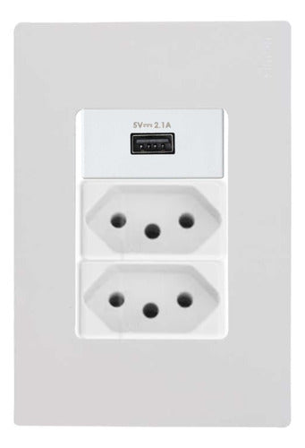 Conj Tomada Dupla 10a 250v C/ Usb 4x2 S27 Play Simon - Importadora Eletrica Brasilia