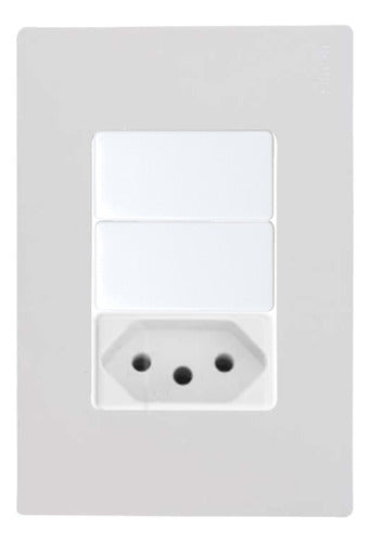 Conj Interruptor Duplo C/ Tomada 10a 250v 4x2 S27play Simon - Importadora Eletrica Brasilia