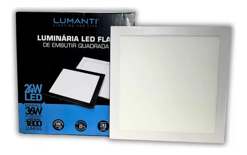 Painel Paflon Luminaria Embutir Quadrada Branca Flat Led 24w Cor Branco 110v/220v - Importadora Eletrica Brasilia