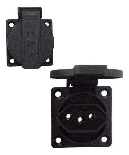 Tomada De Embutir 2p+t Padrao Br 10a 20a 250v Preta - Importadora Eletrica Brasilia