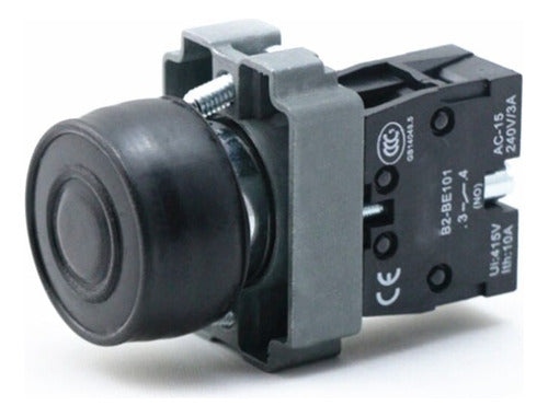 Botao Faceado 22mm Metalico Preto Com Capa Protetora 1na - Importadora Eletrica Brasilia