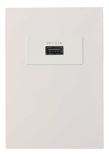 Conj Placa 4x2 Conector Usb Femea 5v 2.1a Branco S27 Simon - Importadora Eletrica Brasilia