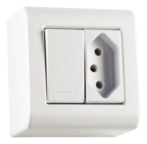Caixa Interruptor Simples + Tomada 2p+t 10a 250v Lixflex - Importadora Eletrica Brasilia
