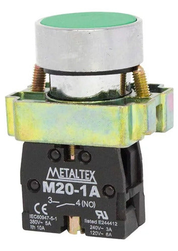 Botao Comando Verde Metalico 22mm 1na M20bfrg-1a Metaltex - Importadora Eletrica Brasilia