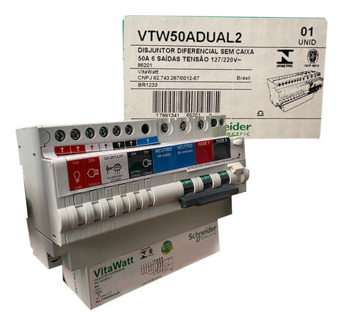 Disjuntor Diferencial 50a 6 Saidas Vtw50adual2 S/caixa - Importadora Eletrica Brasilia