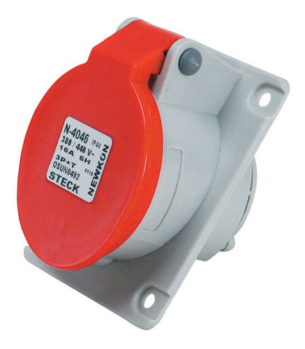 Tomada Industrial Emb 16a 2p+t Vm 380v-n-3049 Steck Cor Vermelho - Importadora Eletrica Brasilia