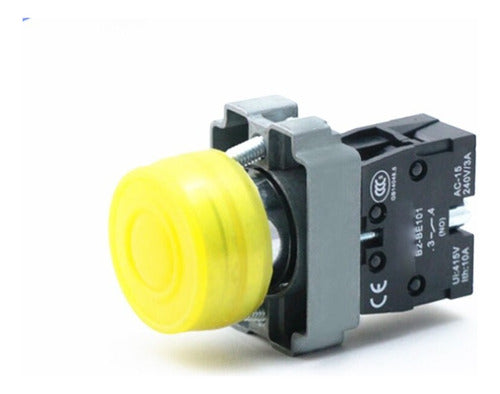 Botao Faceado 22mm Metalico Amarelo Com Capa Protetora 1na - Importadora Eletrica Brasilia